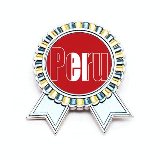 Brosche mit Peru-Landflagge, Art-Deco, Mode-Brosche, Anstecknadel, Gewinner-Auszeichnung, Medail, M, Metall