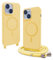 CUZZCASE Cover compatibile con iPhone 15(6.1),Cover Magnetica[Compatibile con MagSafe],Bumper con Laccio,regolabile Lanyard TPU Corda Silicone Case-giallo