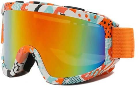 YGMNQAL Skibrille Anti-Fog Ski Goggles Motorcycle Goggles Winter Snowboard Skiing Glasses Outdoor Sport Windproof Ski Mask(ZZ-Orange)