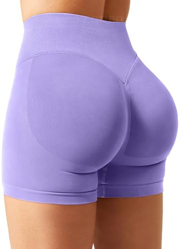 YEOREO SoftHue - Short de sport pour femme - Invisible - Scrunch Butt Lifting - Gym - Workout - 11,9 cm - Sans couture - Court - Push Up - Short de motard, Violet clair, L