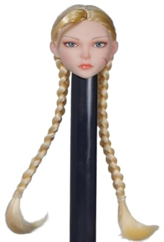 RoofWorld 1/6 Scale Female Head Sculpt Anime Girl Head Carved Carving Blonde Braid Hair Toy Model for 12inch Phicen TBLeague Action Figure Body Doll