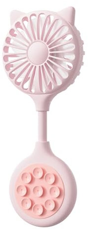 Mini Suction Cup Fan, USB Portable Small Pocket Fan with Suction Cup, Adjustable Foldable Handheld Fans, Suitable for Outdoor Travel Office (Pink)
