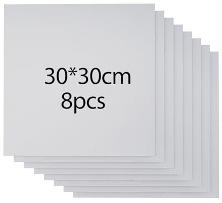 Pannello di compensato colorato da 3 mm, materiale laser, 8 pezzi, 30 x 30 cm, compensato colorato, senza verniciatura, per modellismo, incisione laser (bianco)