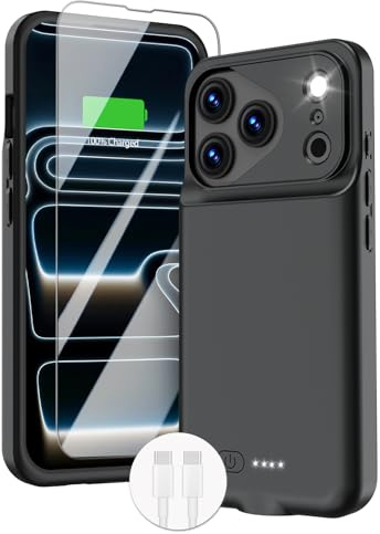 GIN FOXI Battery Case for iPhone 17 Pro, Charging Case Charger 8500mAh Ultra-Slim Lightweight Powerful Battery Pack 15W Fast Rechargeable Anti-Fall TPU Juice Box for iPhone 17 Pro (6.3) Black