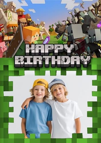 Minecrafting Happy Birthday – Personalisierbares essbares Zuckerbild, Rechteckig Tortenaufleger - 200.0 G