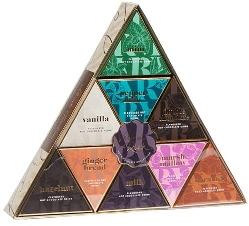 Velvet Rich Hot Chocolate Gift Set – 9 x 20g Assorted Flavours – Non-Dairy Creamer with Cocoa Mix – Milk, Double, Salted Caramel, Gingerbread, Marshmallow, Mint & More