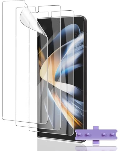 Euukzzea 3 Piezas Protector Pantalla para Samsung Galaxy Z Fold 4 Cristal Templado, Película de TPU Flexible Protector HD Transparente, Anti-Arañazos Sin Burbujas Película Protectora