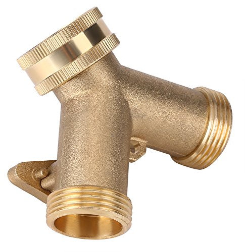 2 Wege Verteiler Y-Spaltventil Wasser Distributor with Stop Valves Schlauchverteiler Messing Gartenschlauch Anschluss Tap Splitter Schlauch Adapter Schwanenhals Wasserhahn Gartenschlauch Absperrventil