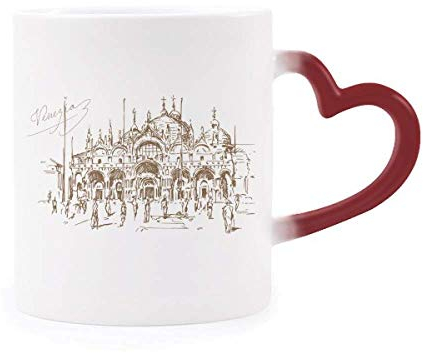 DIYthinker The Venetian Church Venetian Morphing Mug Heat Sensitive Red Heart Cup Multicolor