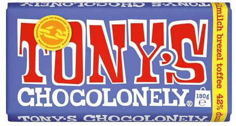 TONY'S CHOCOLONELY - Dunkle Vollmilchschokolade mit Brezel & Toffee 180 g - Fairtrade Schokolade. Ohne Palmöl, hergestellt in Belgien