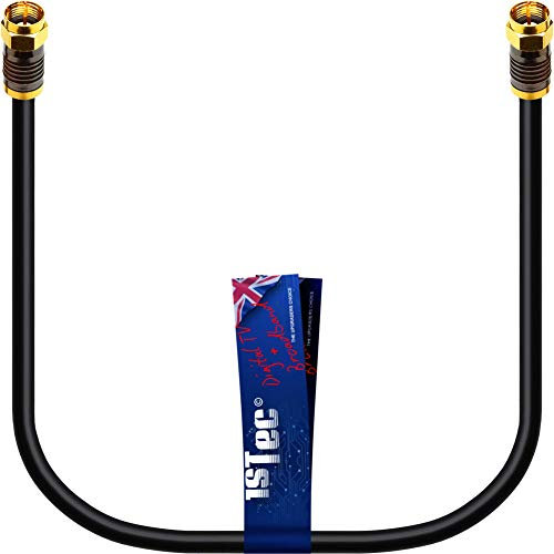 1STec 1 Metre Short Virgin Media Black Isolator Wall Box 1m Link Lead for connecting to 2 or 3 Way Splitters V6 Digital Set Top Boxes or Broadband Cable Modems (100 cm Lead, Black)
