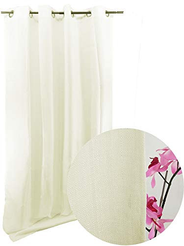 Forentex Cortina Habitación Confección 145x260 cm Visillos con ojetes para Las Ventanas Puertas de salón y Dormitorio, Polyester, Crema P-0529, 145X260cm