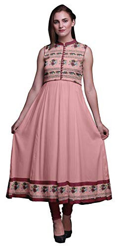 Bimba Saumon Rose Robe Florale Anarkali pour WomenIndian Ethnique Imprimé Kurti Parti Robe Longue Kurta X-Large