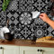 24 stück Fliesenaufkleber für Bad und Küche (T1 - Black) | Mosaik Wandfliese Aufkleber für 15x15cm Fliesen | Deko Fliesenfolie für Bad u. Küche