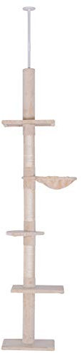 PawHut Arbre à Chat Poteau à griffer L40 x l 34 x H 230-260 cm 5 Niveaux d'activités Beige