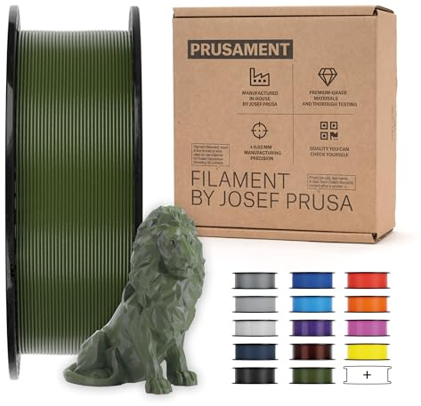 Prusament 3D-Drucker Premium Filament PLA Army Green 1,75 mm – 1 kg Spule | Hochpräzision ±0,02 mm – Einfach zu drucken – Warping-arm – Verwicklungsfrei – Ideal für Anfänger & Profis