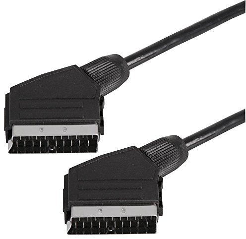PROSIGNAL Câble péritel mâle vers mâle Noir 2 m - 21 broches connectées - Audio/Vidéo - Compatible avec Modem, Télévision, Lecteur DVD
