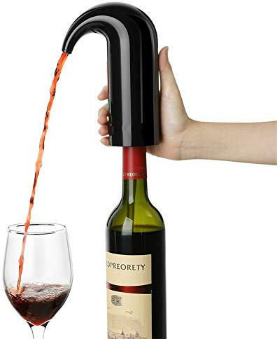 Aeratore per vino elettrico, erogatore portatile Decantatore per vino istantaneo Pompa per erogazione One-Touch USB automatico ricaricabile per vino rosso e bianco,Nero