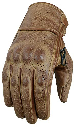 Motorradhandschuhe , Leder Motorradhandschuhen, Chopper Vintage Leder Handschuhe (XL, Braun)