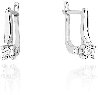 Damen Ohrringe 585 14k Gold Weißgold Ohrhänger Diamant Brillanten