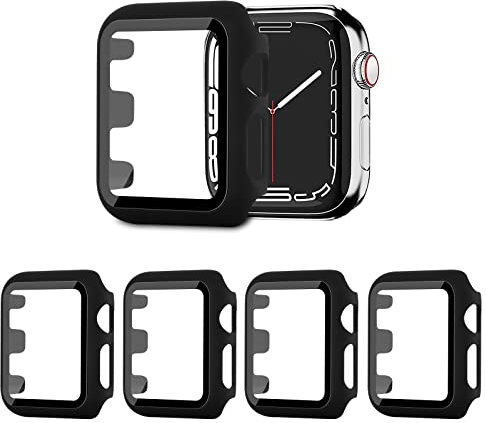 AOTUAO 4 Stück Hülle mit Displayschutz Für Apple Watch Series 1 2 3 38mm, PC Rundum Schutzhülle Kratzfest Schutzfolie Schutz Case für iWatch Series 1 2 3 38mm (4 Schwar)