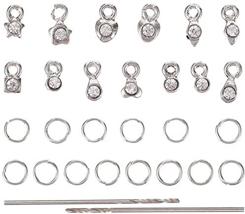 Healifty Nail Jewels Nail Piercing Jewelry 2 Sets Dangle Nail Art Charms, 3D DIY Nail Jewelry Decoration, Metal Rhinestones Nail Piercing Tool for Nails Jewelry Crafting Nail Decoration Heart Pendant
