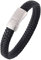 Aotiwe Favs Armband Herren, Günstige Geschenke Einfaches Armband aus Geflochtenem Lederband Schwarz Edelstahl 20.5cm