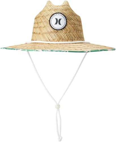 Hurley Sombrero de paja para mujer Capri de ala mediana con correa para la barbilla, Veranda, Talla única