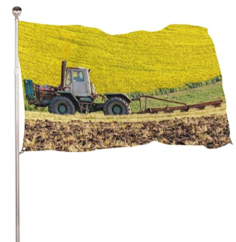 Dekoratives Hausflagge, Hof-Banner, Landwirtschaft, Traktor, Sonnenblumen, Felddruck, alle Jahreszeiten, Urlaub, Willkommenshof, Flagge, Rasen, Hängedekoration, 60 x 90 cm