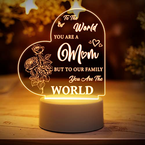 Christmas Gifts for Mum - Mum Presents Engraved Night Light, Mummy Gifts Night Lamp with Touching Words, Idea Mum Christmas Gifts from Daughter Son