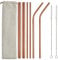 6 Piece Stainless Steel Metal Straw Set Straws Big Reusable Cup Straws with 2 Brush Cleaner for Bubble Tea Milkshake Smoothie 2 Straight Straws + 2 Bob a Straws 12 mm