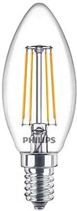 Philips CorePro LED Candle Light Bulb 4.3W 40W Equivalent SES E14 Small Edison Screw Clear Glass Very Warm White 2700K Decorative LED Lamp