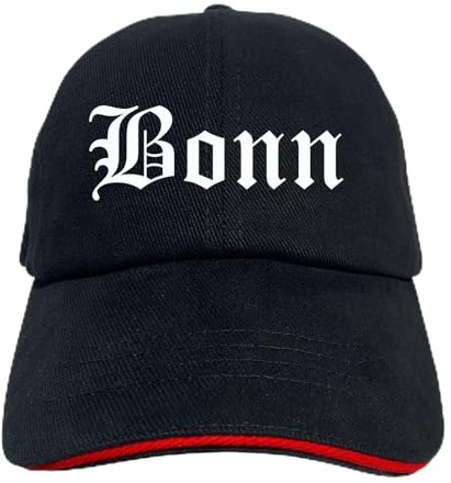 Generisch Bonn Cappy - Altdeutsch Bedruckt - Schirmmütze - Schwarz-Rotes Cap OneSize-SchwarzRot