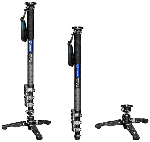 Carbon Fiber Lightweight Camera Monopod with Ball Head Feet, Double Quick Lock System with Quick Release Plate, MaxLoad 6kg, Weight 1.2kg, Max Height 180cm, Big Flip Lock (MV-324CL+VD-03)