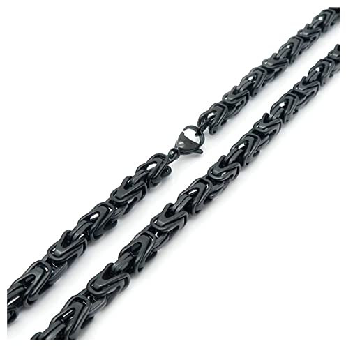 ANAZOZ Kette für Männer Edelstahl 71 cm, Halskette Ohne Anhänger Männer Königskette Schwarz 6mm Breit
