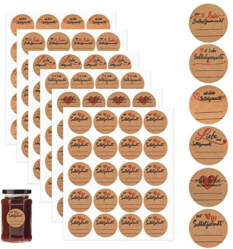 720 Stücke Etiketten Marmelade, Kraft Etiketten Aufkleber Kraftpapier Selbstklebend Geschenkverpackung Sticker Homemade Aufkleber Zum Beschriften für Backen Geschenktüten, Flaschen, Briefumschlag