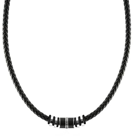 SHIEAGLELD Halskette Herren Leder, Herren Kette mit Edelstahl Halsband Anhänger, Geflochten Lederkette, Halsschmuck für Herren Junge Teenager,mit Schmuck Geschenk Box