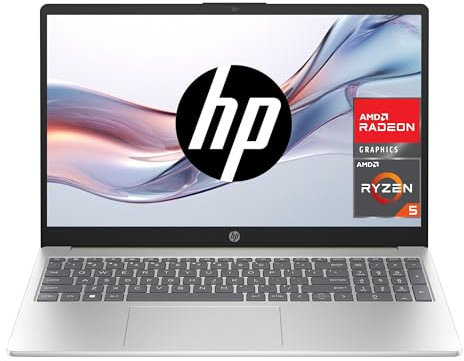 HP Ordinateur portable 15-fc0000ns - Écran 15,6 Full HD - AMD Ryzen 5 7520U - 8 Go de RAM - SSD 512 Go et AMD Radeon 610M - Sans système d'exploitation - Argent - Clavier QWERTY espagnol