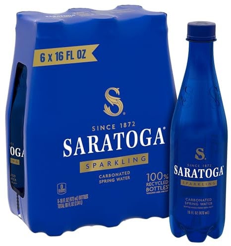 Saratoga Sparkling Spring Water Bottle PET, 16 Oz, 6-Pack