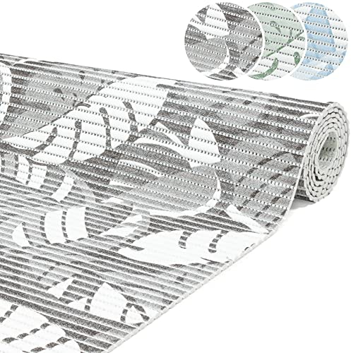 ANRO Badematte Weichschaummatte Bad- und Duschvorleger Antirutsch Badläufer Palmenblatt Grau 300x65cm