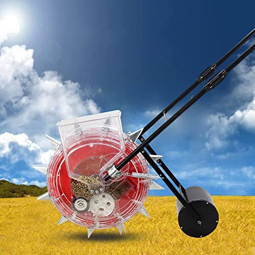 RNQZ Fertilizer Seeder, Precise Seeding Fertilize Accurately Portable Garden Push Seeder, Corn Cotton Soybean Peanut Precision Planter