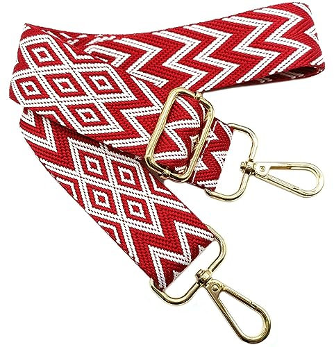 Verstellbarer Schultergurt Tasche Rot, Taschengurte zum Wechseln, Taschengurt Breit mit Karabiner Gold, 80-130 cm Tragegurt Tasche für Damen Schulterriemen, Moderne Handtasche, 3.8cm, 701