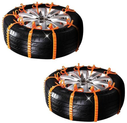 CXWK 10Pcs Universal Snow Chains - Anti Slip Tire Chains for Car, Truck, SUV - Adjustable Anti-Skid Chains