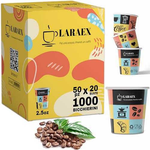 LARAEX 1000 Bicchierini Anti-Perdita in Carta - Bicchieri Usa e Getta Resistenti e Ecosostenibili