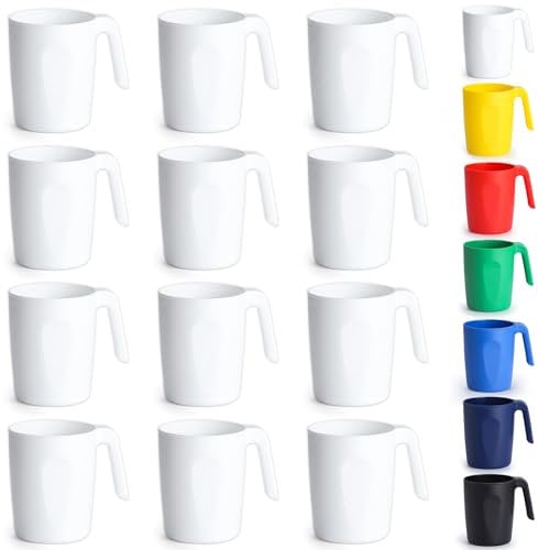 Kyraton Taza con asa 8 piezas, Tazas para espresso 450ml, tazas irrompibles para niños y adultos, taza reutilizable para agua, leche, té, café, para el hogar, camping, picnic, viaje