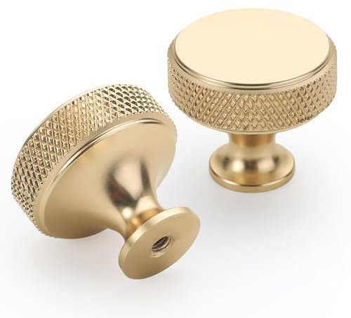 9BUILD 10 Pack Gold Cabinet Knobs Single Hole Cupboard Handles Kitchen Knurled Cupboard Knobs for Drawer Cupboard,Dresser and Wardrobe UK0039