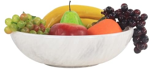 Radicaln Marble Fruit Bowl - White Handmade Fruits Serving Bowl for Dining Table - Farmhouse Kitchen Décor Fruits Holder