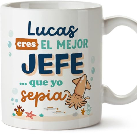 MUGFFINS Tazas Personalizadas para JEFE hombre - En Español - Mejor que yo Sepia - 11 oz / 330 ml - Regalo Personalizable original y divertido