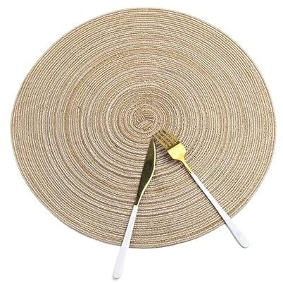Set De Table Round Woven Style Non-Slip Placemat Coaster Insulation Padding Mug Mat Home Decor Napkin Kitchen Accessories Set De Table Rond (Color : 2CD-51009-007, Size : 18cm)