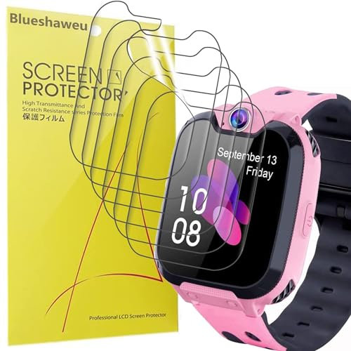 Blueshaweu Compatible for PTHTECHUS Children's Smartwatch X9 Screen Protector, [6 Pack] Full Coverage TPU Clear Film Compatible with PTHTECHUS X9 Smartwatch (6 pack)